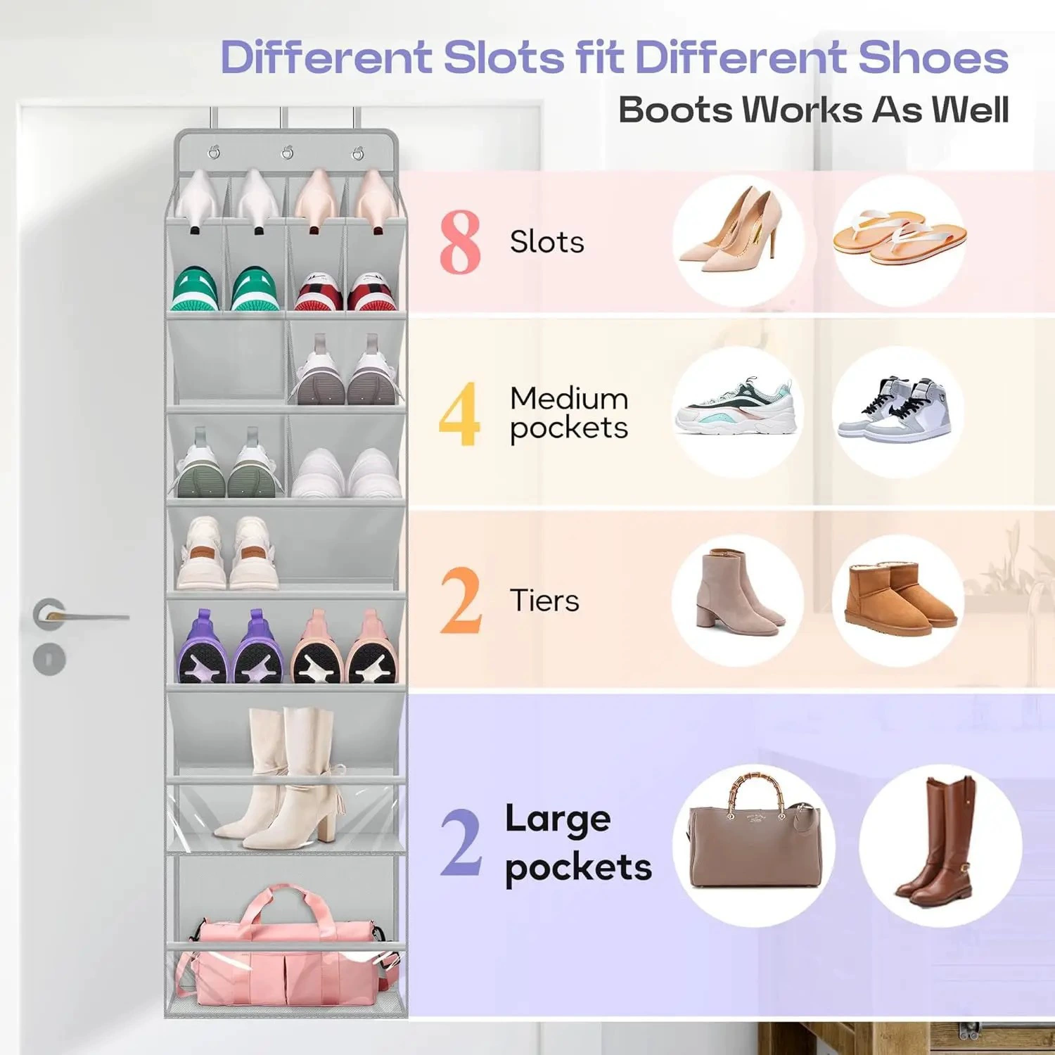 Over-door Shoe Rack Simple 4+4+4 — closet organizer wholesale pick on ClosetCraft